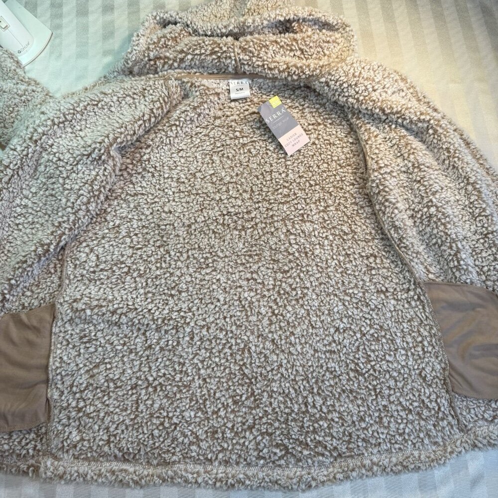 Serra Faux Shearling Open Front Cardigan Hooded Lounge Wrap Sz S/M Soft Cozy - Picture 10 of 11